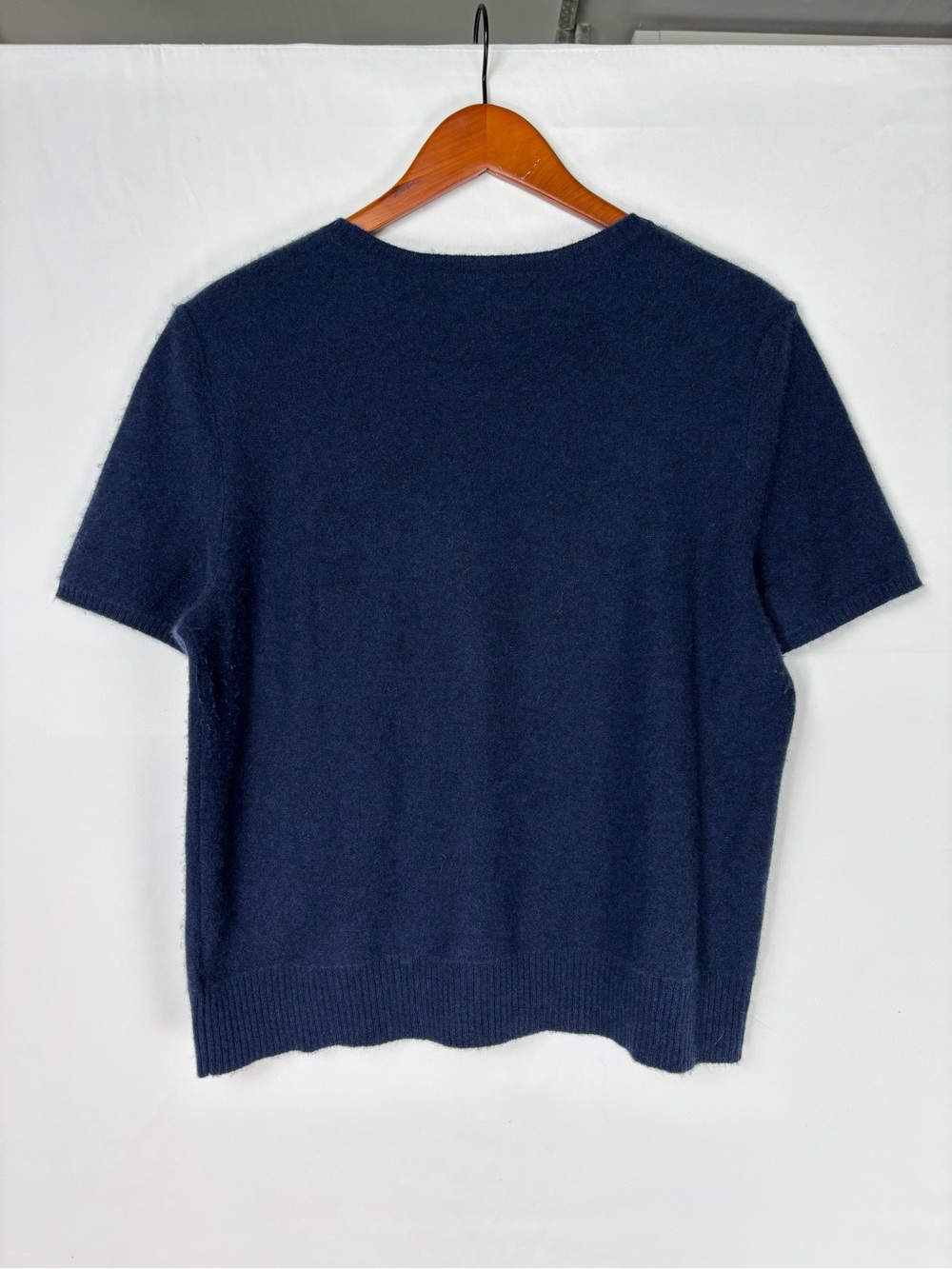 Wilt Cashmere Short Sleeve Shirt Blue Sweater Size L Women